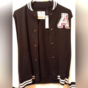 ABERCROMBIE & FITCH Boys Navy Blue Crew Letterman A Jacket Sz 11/12